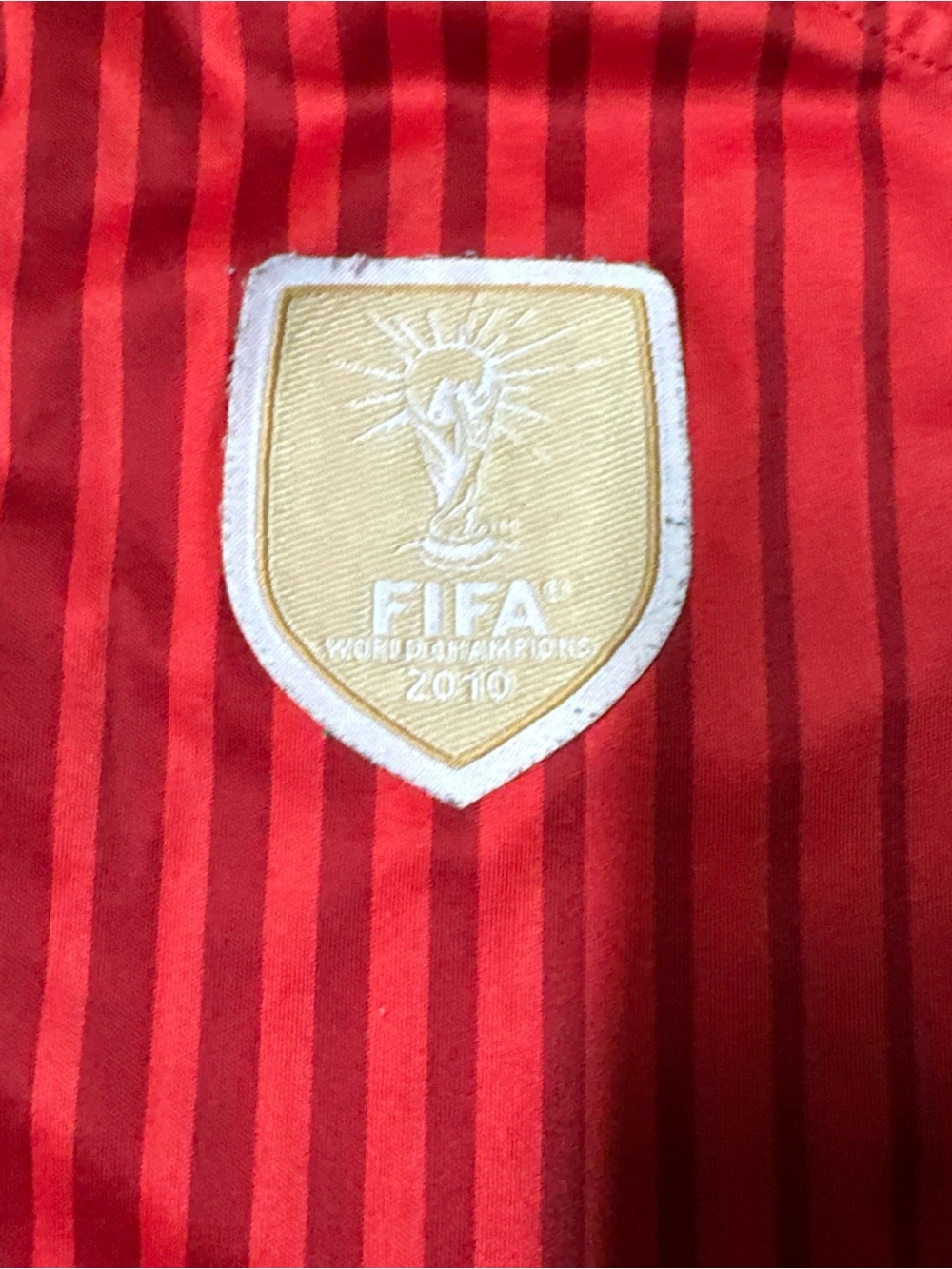 adidas Red Spain National Team Soccer Shirt with Gold Accents - Picture 6 of 7